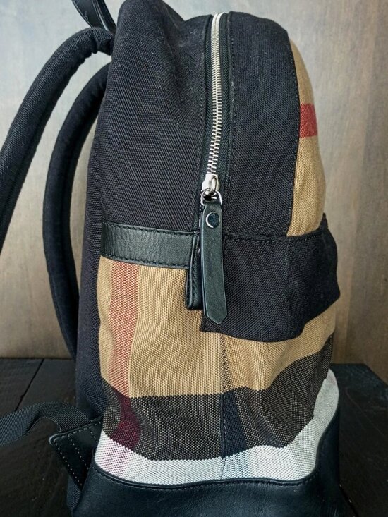 Burberry Jute Calfskin Mega Check Plaid Backpack main image 6